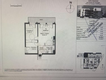 Location appartement Cenon 33150 Gironde 61 m2 3 pièces 950 euros
