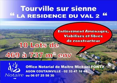 Terrain a batir a vendre Tourville-sur-Sienne 50200 Manche 469 m2  52500 euros