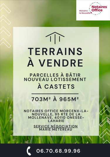 Terrain a batir a vendre Castets 40260 Landes 703 m2  89000 euros