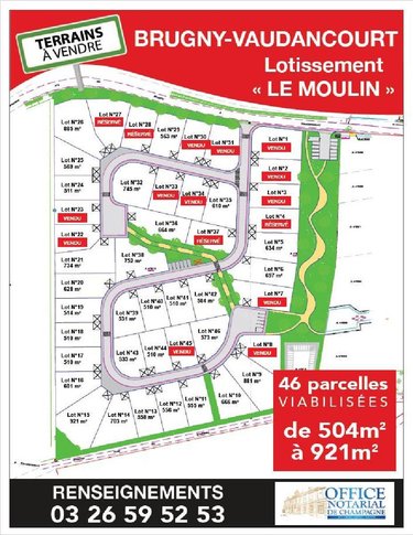 Terrain a batir a vendre Brugny-Vaudancourt 51530 Marne 561 m2  72000 euros