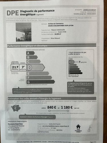 Location maison Chaudefonds-sur-Layon 49290 Maine-et-Loire 62 m2 3 pièces 615 euros