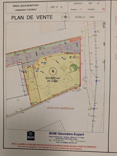 Terrain a batir a vendre Bréal-sous-Montfort 35310 Ille-et-Vilaine 322 m2  97840 euros