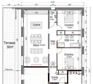 Appartement a vendre Cormontreuil 51350 Marne 86 m2 3 pièces 220000 euros