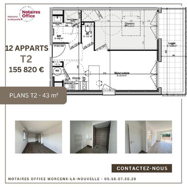 Appartement a vendre Mont-de-Marsan 40000 Landes 68 m2 3 pièces 212000 euros