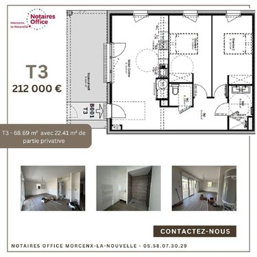 Appartement a vendre Mont-de-Marsan 40000 Landes 68 m2 3 pièces 212000 euros