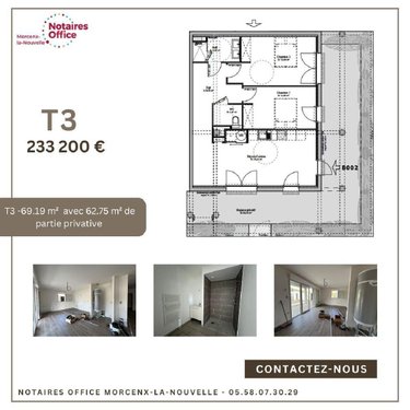 Appartement a vendre Mont-de-Marsan 40000 Landes 68 m2 3 pièces 212000 euros