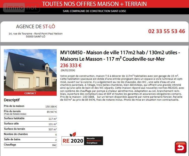 Terrain a batir a vendre Coudeville-sur-Mer 50290 Manche 433 m2  73402 euros