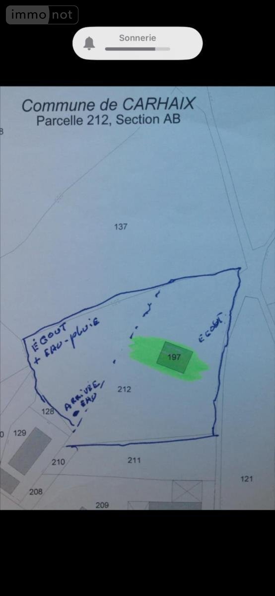 Terrain a batir a vendre Carhaix-Plouguer 29270 Finistère 1651 m2  42500 euros