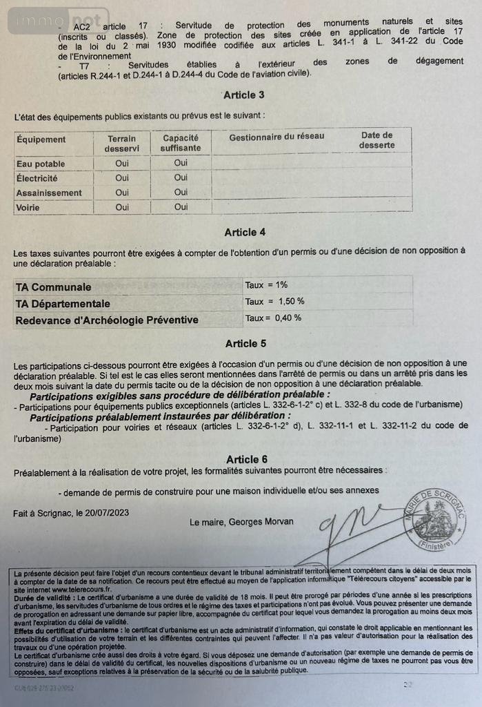 Terrain a batir a vendre Scrignac 29640 Finistère 3565 m2  27500 euros