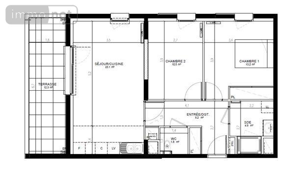 Location appartement Bezannes 51430 Marne 62 m2 3 pièces 870 euros