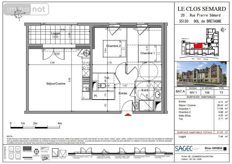 Appartement a vendre Dol-de-Bretagne 35120 Ille-et-Vilaine 59 m2 3 pièces 195000 euros