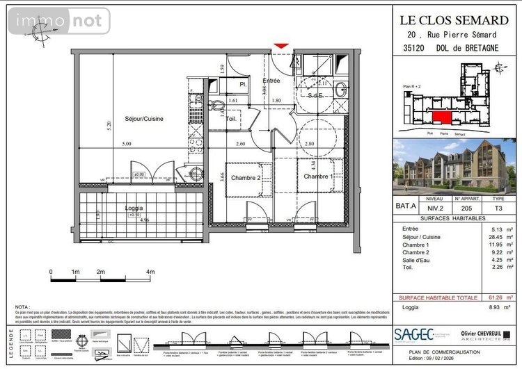 Appartement a vendre Dol-de-Bretagne 35120 Ille-et-Vilaine 59 m2 3 pièces 195000 euros