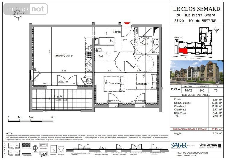 Appartement a vendre Dol-de-Bretagne 35120 Ille-et-Vilaine 59 m2 3 pièces 194000 euros