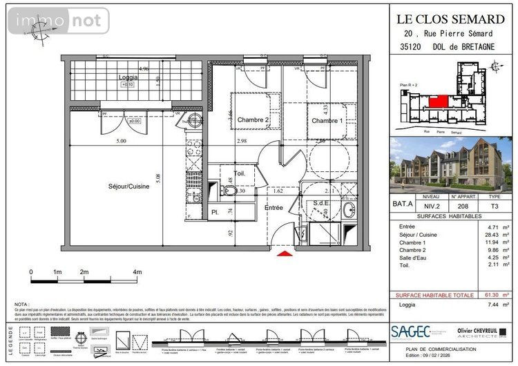 Appartement a vendre Dol-de-Bretagne 35120 Ille-et-Vilaine 59 m2 3 pièces 194000 euros