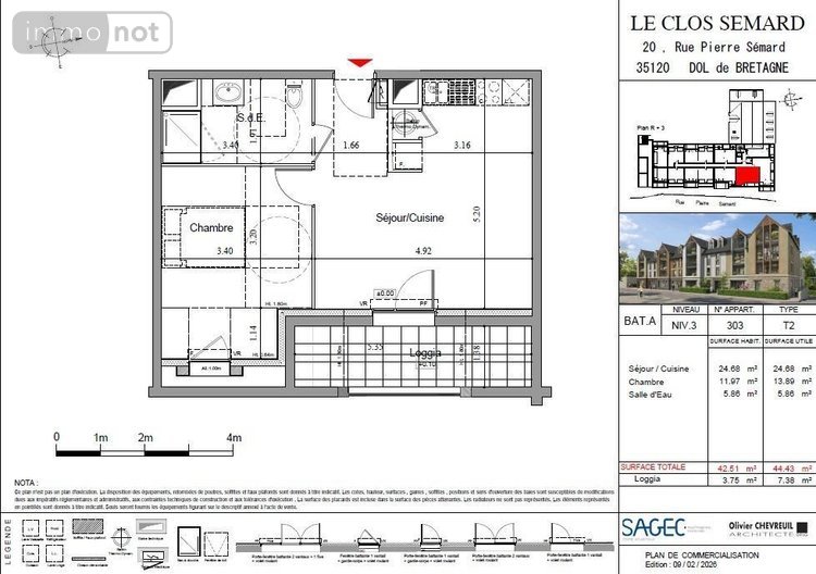 Appartement a vendre Dol-de-Bretagne 35120 Ille-et-Vilaine 42 m2 2 pièces 139000 euros