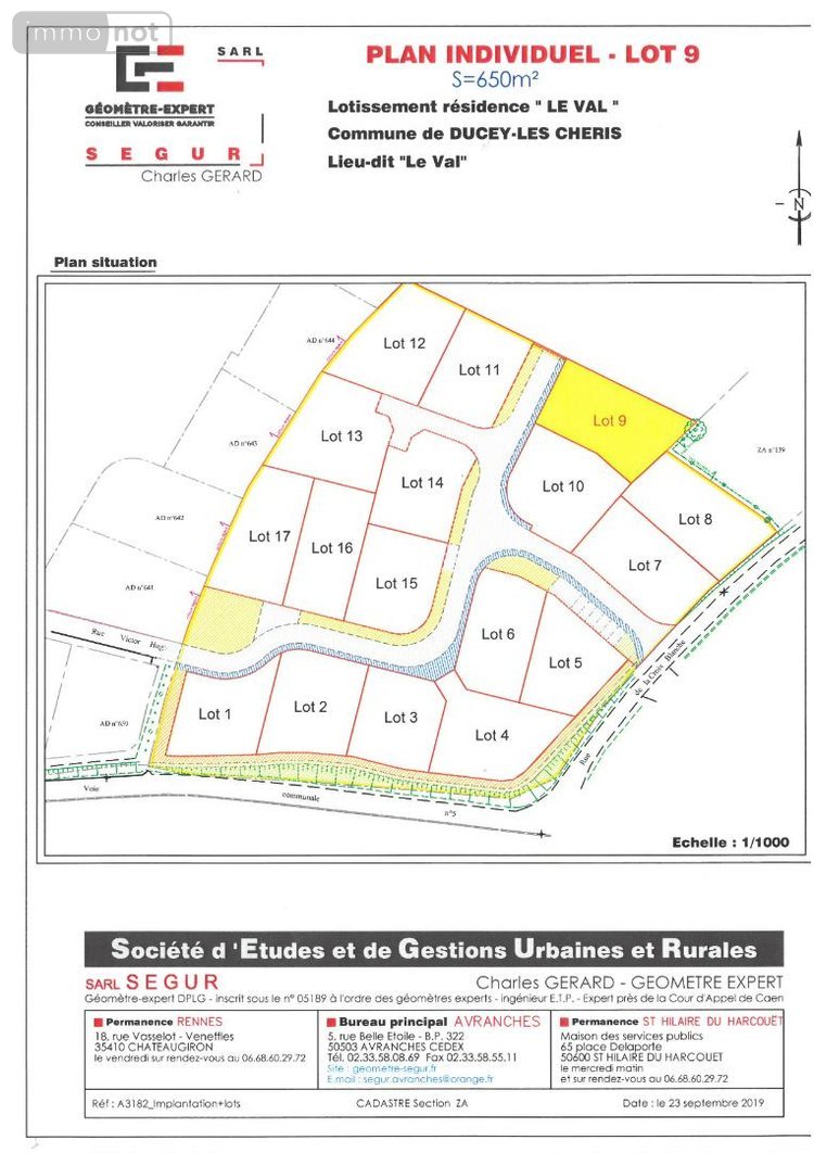 Terrain a batir a vendre Ducey-les-Chéris 50220 Manche 650 m2  46816 euros