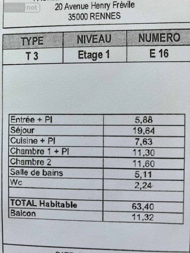 Location appartement Saint-Grégoire 35760 Ille-et-Vilaine 63 m2 3 pièces 706 euros