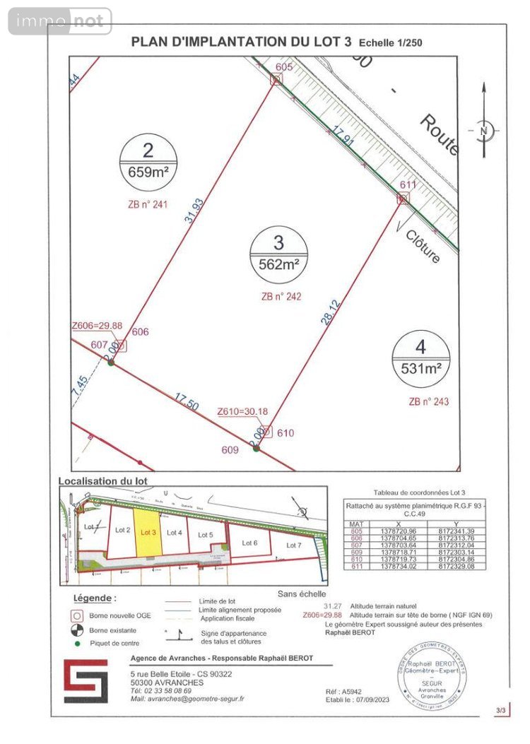 Terrain a batir a vendre Le Val-Saint-Père 50300 Manche 531 m2  67720 euros