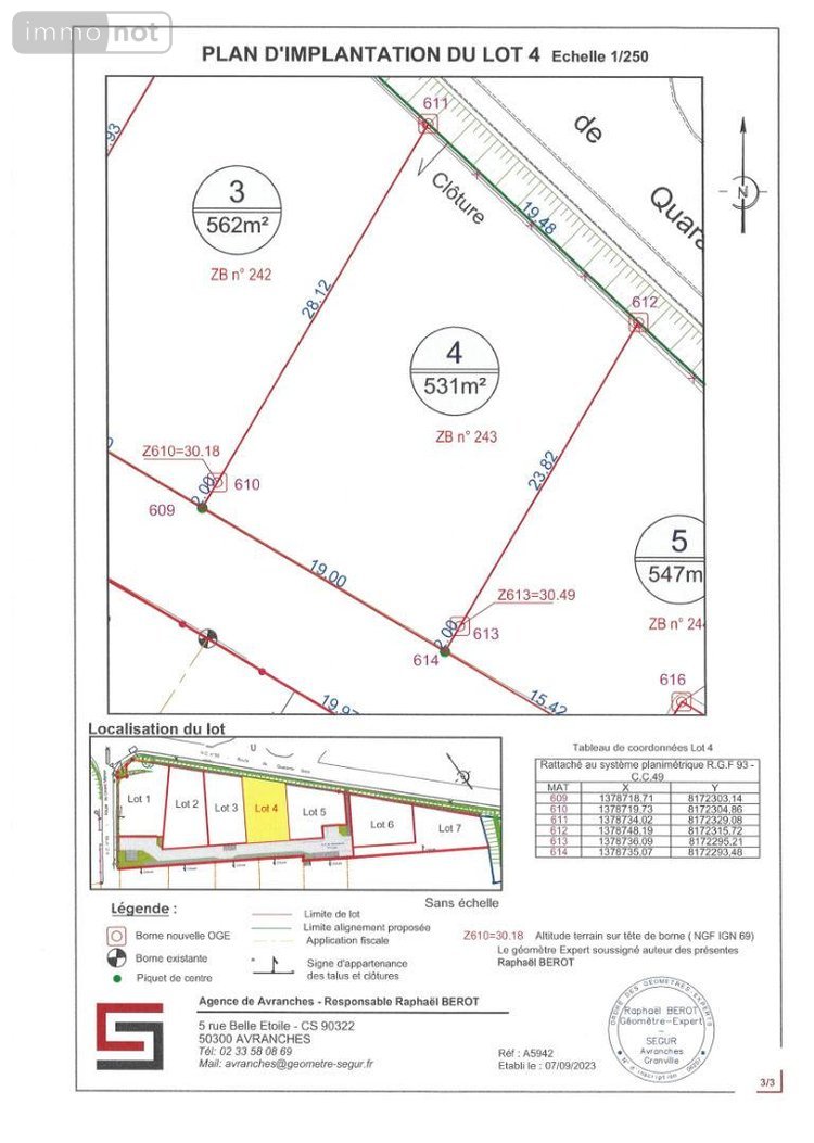 Terrain a batir a vendre Le Val-Saint-Père 50300 Manche 531 m2  67720 euros