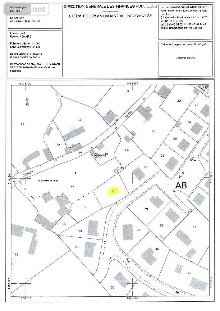 Terrain a batir a vendre Asnières-sur-Vègre 72430 Sarthe 626 m2  21500 euros
