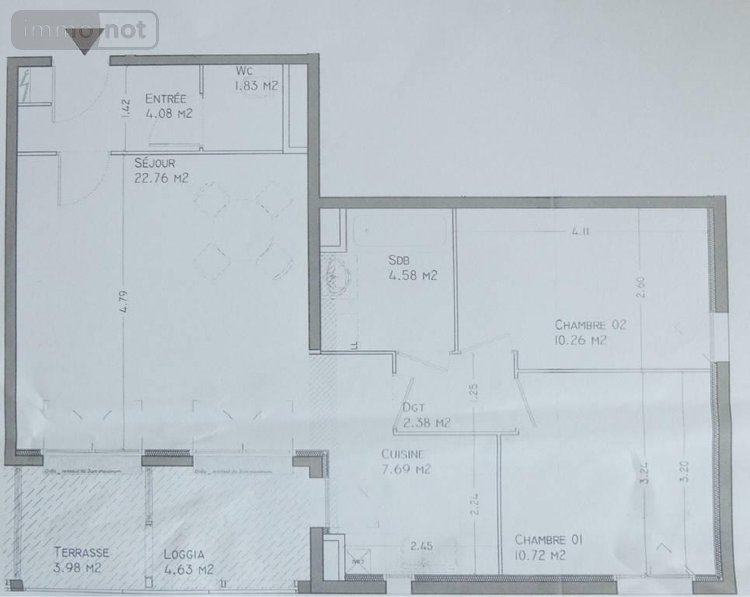 Location appartement Lille 59000 Nord 68 m2 3 pièces 845 euros