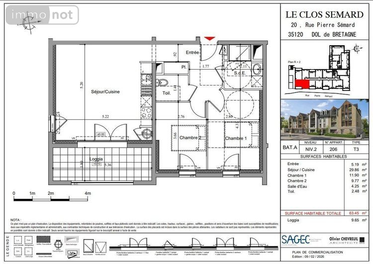Appartement a vendre Dol-de-Bretagne 35120 Ille-et-Vilaine 59 m2 3 pièces 195000 euros