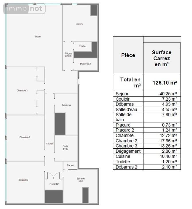 Appartement a vendre Tours 37000 Indre-et-Loire 125 m2 4 pièces 250000 euros