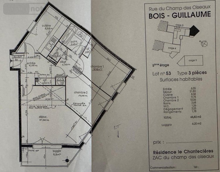 Appartement a vendre Bois-Guillaume 76230 Seine-Maritime 66 m2 3 pièces 225320 euros
