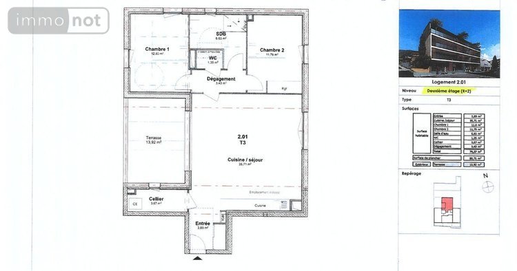 Appartement a vendre Nyons 26110 Drôme 79 m2 3 pièces 293800 euros