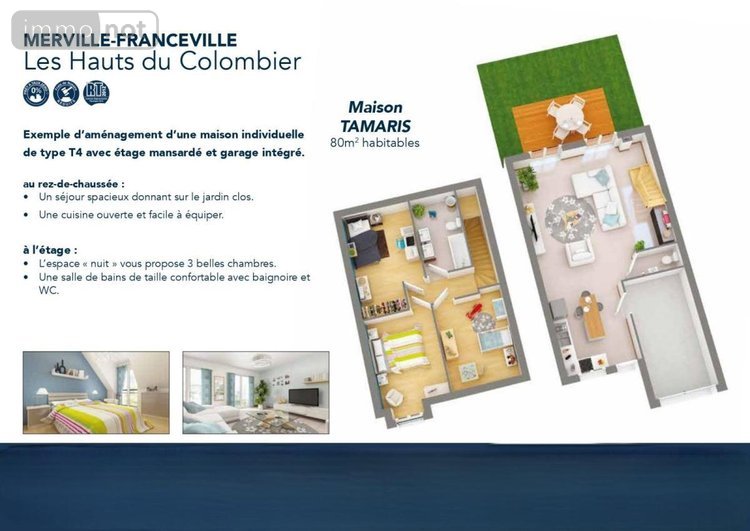 Maison a vendre Merville-Franceville-Plage 14810 Calvados 80 m2 4 pièces 262800 euros
