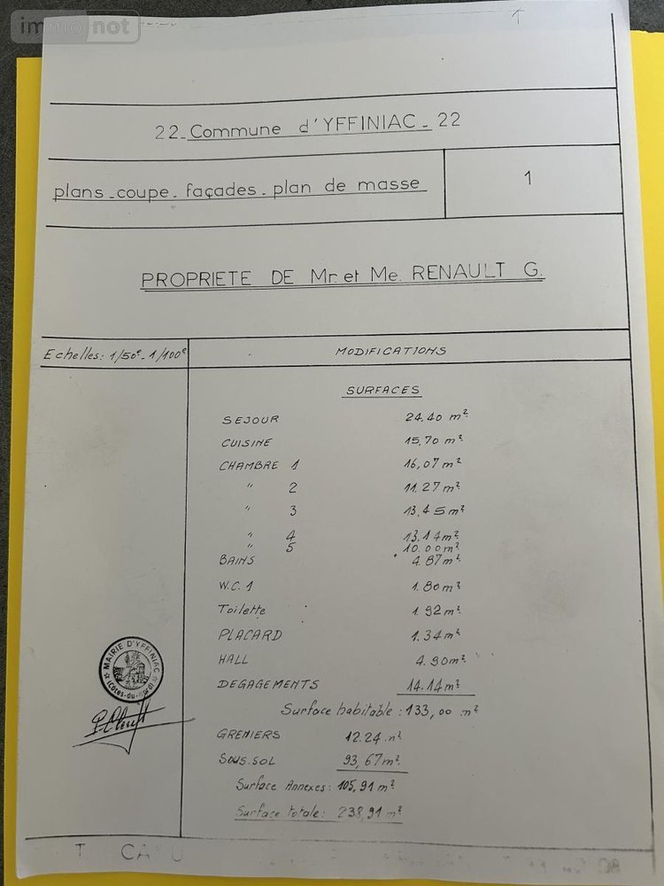 Maison a vendre Yffiniac 22120 Côtes-d'Armor 133 m2 8 pièces 249100 euros