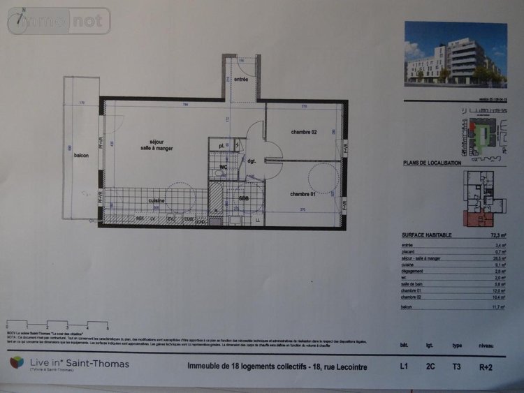 Location appartement Reims 51100 Marne 72 m2 3 pièces 815 euros