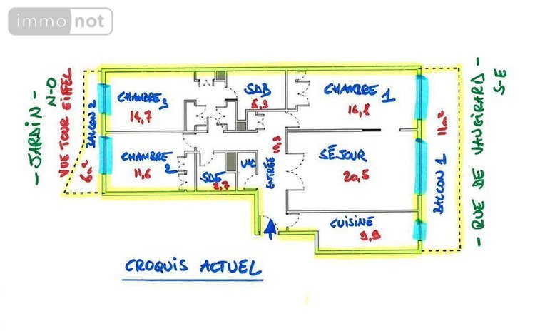 Appartement a vendre Paris 15e arrondissement 75015 Paris 98 m2 4 pièces 960000 euros