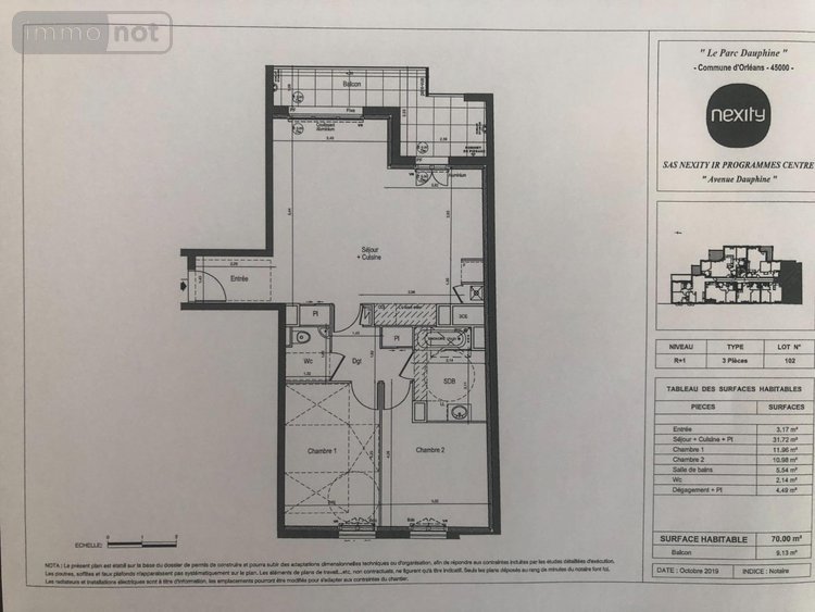Location appartement Orléans 45000 Loiret 67 m2 3 pièces 810 euros