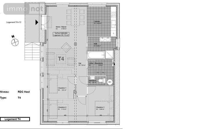 Appartement a vendre Pont-Aven 29930 Finistère 91 m2 4 pièces 267840 euros