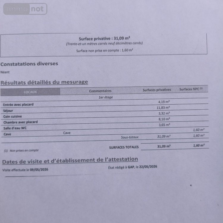 Appartement a vendre Gap 05000 Hautes-Alpes 31 m2 2 pièces 84800 euros