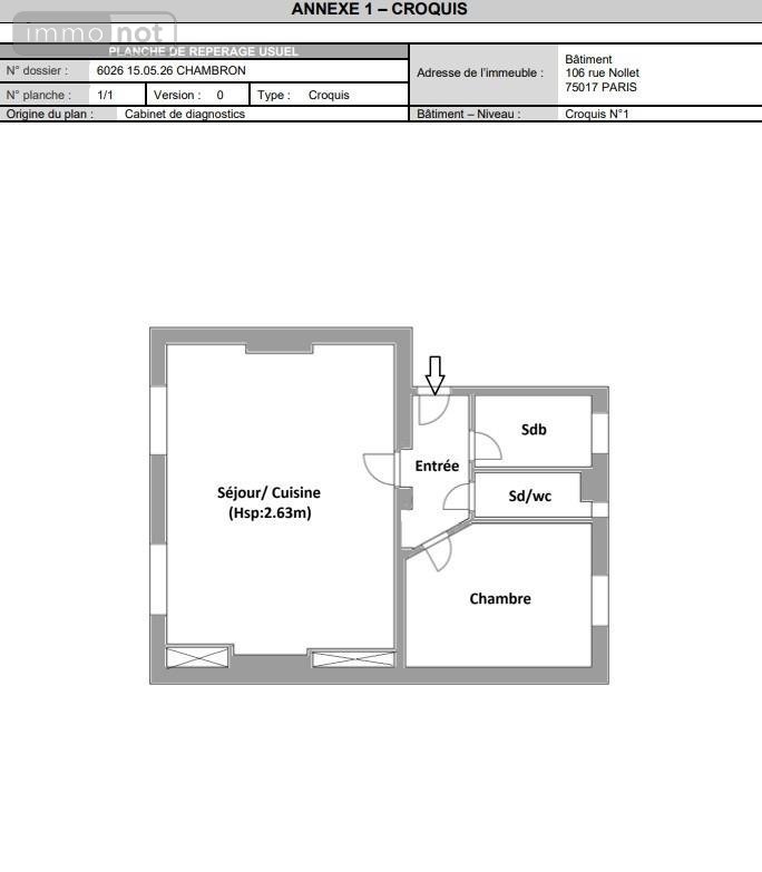 Appartement a vendre Paris 17e arrondissement 75017 Paris 41 m2 2 pièces 450000 euros