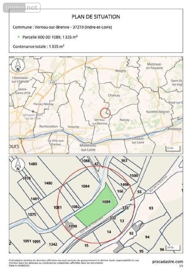 Terrains de loisirs bois etangs a vendre Vernou-sur-Brenne 37210 Indre-et-Loire 1335 m2  18900 euros