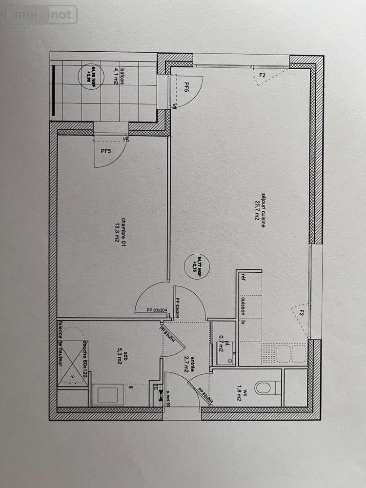 Appartement a vendre Bezannes 51430 Marne 49 m2 2 pièces 188475 euros