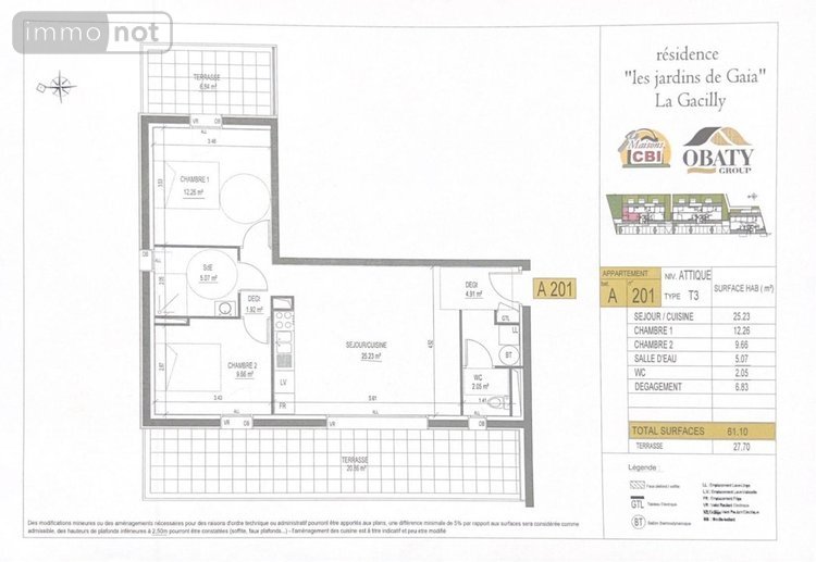 Appartement a vendre La Gacilly 56200 Morbihan 61 m2 3 pièces 238900 euros