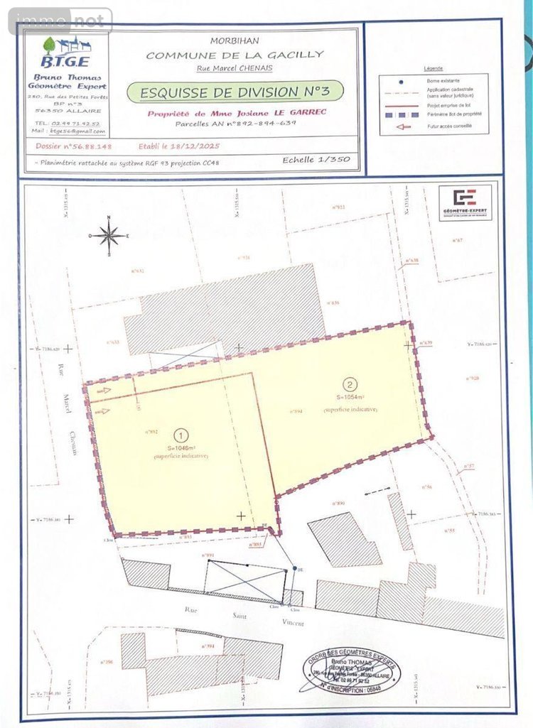 Terrain a batir a vendre La Gacilly 56200 Morbihan 1054 m2  111507 euros