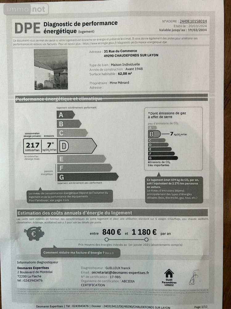 Location maison Chaudefonds-sur-Layon 49290 Maine-et-Loire 62 m2 3 pièces 615 euros