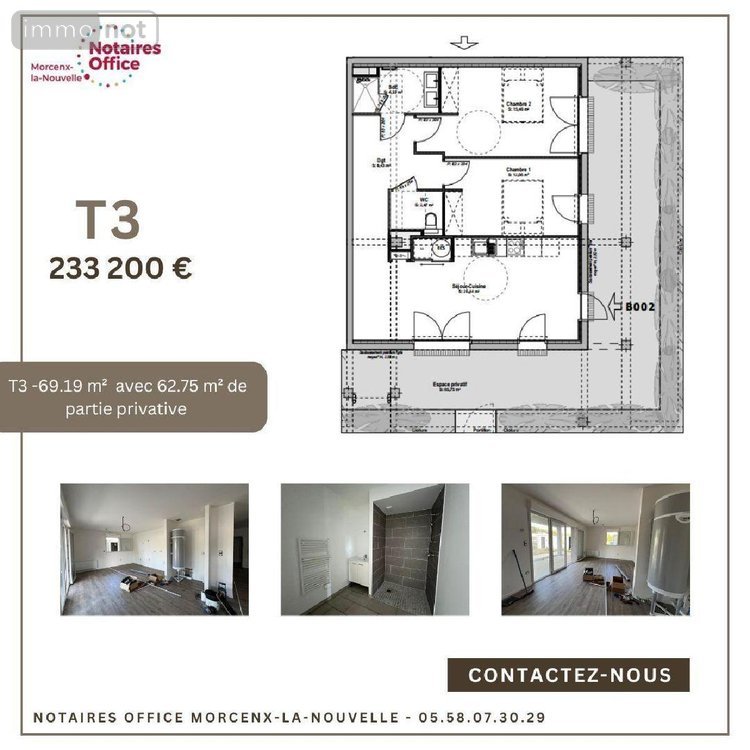 Appartement a vendre Mont-de-Marsan 40000 Landes 68 m2 3 pièces 212000 euros